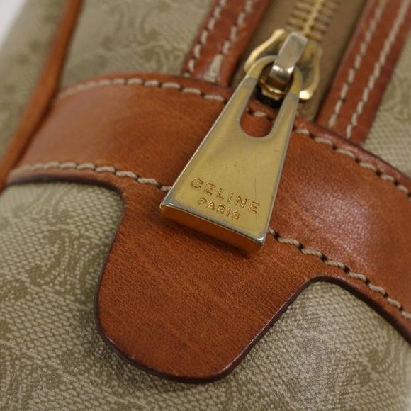 CELINE Macadam Canvas Hand Bag PVC Leather Beige Auth 38694 - Picture 9 of 16